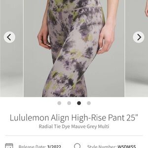 lululemon Align Tie Dye High-Rise Leggings - Purple and Green size 0